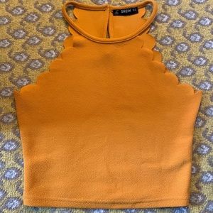 SHEIN cropped orange tank xs with scalloped edges